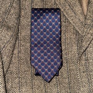 Authentic Saks Fifth Avenue Navy and Red Geometric Tie